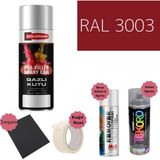 Nalburun 400 ml Doldurulmuş Selülozik Parlak Sprey Boya + Astar + Boya Sökücü Set Ral - 41 Adet - 3003 Rubin Kırmızı