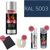 Nalburun 400 ml Doldurulmuş Selülozik Parlak Sprey Boya + Astar + Boya Sökücü Set Ral - 72 Adet - 5003 Safir Mavi