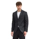 Naldo Erkek Siyah-Mavi Ekose Desenli Poliviskon Kumaşlı Slim Fit Spor Blazer Ceket