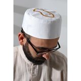 Nalı Şerif Desenli Kalıp Kumaş Takke Beyaz Beyaz 56