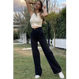 Naliru Kadın Pantolon Plazzo Wide Leg Kar Yıkamalı Yüksek Bel Geniş Paça Likralı