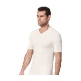 Namaldı 2 Adet Ekru Termal V Yaka Kısa Kol İçlik, Polyester Viskoz Karışım