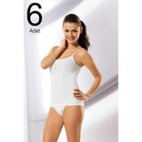 Namaldı 6'lı Paket İp Askılı Kadın Beyaz Atlet, M Beden