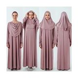 Namaz Elbisesi Gül Kurusu Uzun Kol Polyester Karışımlı Düz Desenli Rahat Günlük Kullanım - 1