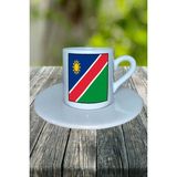 Nambia Ülke Bayrağı Bayrak Baskılı Türk Kahvesi Fincanı Tabaklı Kişiye Özel Model 1