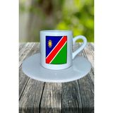 Nambia Ülke Bayrağı Bayrak Baskılı Türk Kahvesi Fincanı Tabaklı Kişiye Özel Model 2