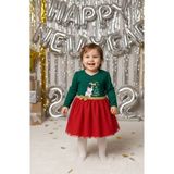 Name Baby & Kids Kız Bebek Beli Fiyonk Detaylı Anvelop Yılbaşı Elbisesi NBK-24923 - 12 - 18 Ay - Yeşil