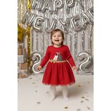 Name Baby & Kids Kız Bebek Beli Fiyonk Detaylı Anvelop Yılbaşı Elbisesi NBK-24923 - 9 Ay - Kırmızı