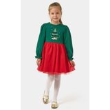 Name Baby & Kids Kız Çocuk Simli Tüllü Ağaçlı Yılbaşı Elbisesi NBK-24906 - 3 Yaş - Yeşil