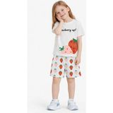 Name Baby & Kids Kız Çocuk Şortlu Yazlık Pijama Takımı - Çilek NBK-6154 - Ekru - 7 - 8 Yaş