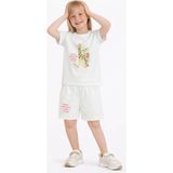 Name Baby & Kids Kız Çocuk Şortlu Yazlık Pijama Takımı Zürafa Temalı NBK-6145 - Ekru - 7 - 8 Yaş