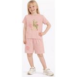 Name Baby & Kids Kız Çocuk Şortlu Yazlık Pijama Takımı Zürafa Temalı NBK-6145 - Pudra - 7 - 8 Yaş