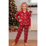 Name Baby & Kids Kız Çocuk Yılbaşı Yeniyıl Temalı Pazen Pijama Takımı KAPI-8255 - Kırmızı - 10 - 11 Yaş