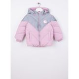 name ıt Kız Çocuk Fermuarlı Yaka Puffer Mont, Pembe-Gri, 1-2 Yaş