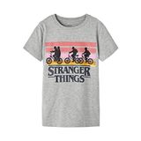 NAME IT Kız Çocuk Gri Melanj Tişört 9-10 Yaş NKFASINA STRANGER SS TOP BFU