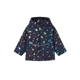 name ıt Kız Çocuk Kapüşonlu Mont, Hologram Desenli, Lacivert, 1-2 Yaş