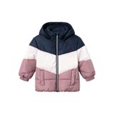 name ıt Kız Çocuk Kapüşonlu Puffer Mont, Gül Kurusu-Lacivert-Beyaz, 1-2 Yaş