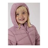Name it Nmfmarble Unisex Çocuk Şişme Mont, Çıkarılabilir Kapüşon, Fermuarlı, Lila, 2 Yaş