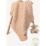 Nami Baby Organics Pamuk El Örgüsü Bebek Battaniyesi- Puffy Bebek Battaniyesi - Açık Bej - 0 - 1 Yaş