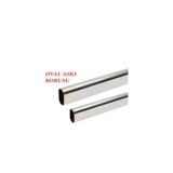 Nami NAMİ 100cm Oval KROM Dolap Gardrop Askı Borusu + 2 Adet Plâstik Flanş Ve Montaj Vidaları