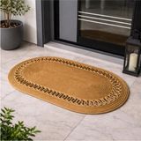 Namteks Jüt Hasır Bej Trikotlu Kapı Önü Banyo Mutfak Balkon Paspası Çeyizlik Hediyelik - Gold - 60 x 90 cm