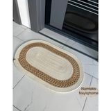 Namteks Jüt Hasır Siyah Gold Kapı Önü Banyo Mutfak Balkon Paspası Çeyizlik Hediyelik - Bej - Altın - 65 x 130 cm