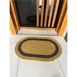 Namteks Jüt Hasır Siyah Kahverengi Kapı Önü Banyo Mutfak Balkon Paspası Çeyizlik Hediyelik - Altın - Siyah - 70 x 100 cm