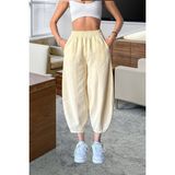 Nana & Mayka Moda Die&More Kadın Limon Sarı Şalvar Pantolon Salaş Dört Mevsim Rahat Pamuk Lastikli Bel Günlük Model Gabardin - XL