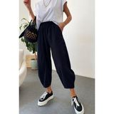 Nana & Mayka Moda Die&More Kadın Siyah Şalvar Pantolon Salaş Dört Mevsim Rahat Pamuk Lastikli Bel Günlük Model Gabardin