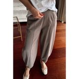 Nana & Mayka Moda Die&More Kadın Vizon Şalvar Pantolon Salaş Dört Mevsim Rahat Pamuk Lastikli Bel Günlük Model Gabardin