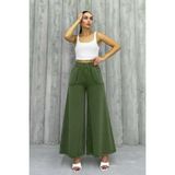 Nana & Mayka Moda Kadın Kar Yıkamalı Pamuk Gabardin Pantolon Ispanyol Paça - Haki