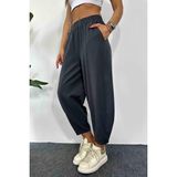 Nana & Mayka Moda Kadın Yazlık Şalvar Pantolon | Salaş Kesim | %100 Pamuk | Lastikli Bel | Günlük Rahat Giyim Antrasit - XL