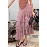 Nana & Mayka Moda Nana Mayka Moda Kadın Etek Mürdüm Yazlık - Volanlı, Astarlı, Asimetrik, Fırfırlı