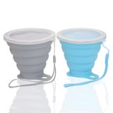 Nanaborn Kamp Seyahat için Silikon Katlanabilir Kupalar, Kapaklı Küçük Taşınabilir İçecek Fincanı, Açık Hava Yürüyüşü için Yeniden Kullanılabilir 270 ml (Mavi ve Gri, 2 Paket)