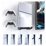 NANANINO Wall Mounting Bracket for PS5/New PS5 Silm Console, PS5 Slim Wall Mount Kit with Controller Holder and Headphone Hook, PS5 Slim Accessories Storage Stand, Black