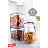 Nandy Home 1 Lt Sızdırmaz Kare Saklama Kabı - Sert Plastik, Silikon Conta ile, 10,5x10,5x12 cm, 3'lü Set