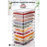 Nandy Home 10 Adet Kendinden Kapaklı Derin Dondurucuya Uygun Saklama Kabı 1 Lt