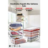 Nandy Home 10'lu Set Kendinden Kapaklı Derin Dondurucuya Uygun Saklama Kabı 1 Lt. ve 2 Lt.