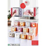 Nandy Home 12'li Set Etiketli, Kırılmaz Kare Erzak Saklama Kabı Beyaz X4 1,75 Lt/1,2 Lt/0,5 Lt