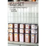 Nandy Home 15 Parça Etiket Hediyeli Saklama Kabı Seti / 10x0,5lt-5x1,2lt.