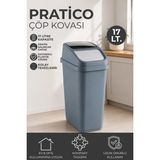 Nandy Home 17 Litre Pratico Çöp Kovası Pratik Itmeli Kapaklı Ofis ve Mutfak Çöp Kutusu - 0 - 19 lt - Antrasit