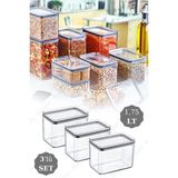 Nandy Home 1,75 Lt Dikdörtgen Contalı, Sızdırmaz Kapaklı Saklama & Erzak Kabı 3 Adet ŞEFFAF