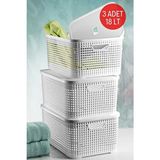 Nandy Home 18 Lt Kapaklı Çok Amaçlı Saklama Kutusu Plastik Malzemeden 40x30x19 cm Boyutunda - Beyaz