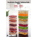 Nandy Home 18'li Set Kendinden Kapaklı Derin Dondurucuya Uygun Saklama Kabı 1 Lt. ve 2 Lt. - Şeffaf
