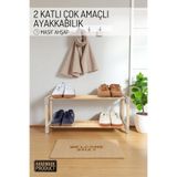 Nandy Home 2 Katlı Ayakkabı Düzenleyici, Çok Amaçlı Ayakkabılık, Masif Ahşap Raf