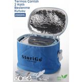 Nandy Home 2 Katlı Lunch Box Termos Çantalı Beslenme Kutusu – Yemek Taşıma Seti (Kaşık ve Çatal Dahil) - Mavi