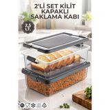 Nandy Home 2'li Set 2,5lt. Decobox Çok Amaçlı Saklama Kabı - Piknik Taşıma Seti - 2,5lt. - Antrasit