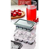 Nandy Home 2'li Set Küçük Boy Silikon Kapaklı Bas-Çıkar Buz Kalıbı