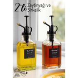 Nandy Home 2'li Vintage Sprey Başlıklı Zeytinyağı ve Sirkelik - Cam Şişe - Siyah - 500 ml