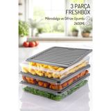 Nandy Home 3 Adet 2400ML. Freshbox Saklama Kabı Seti - Mikrodalga ve Difrize Uyumlu - 10 lt